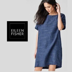 SOLD ~ Eileen Fisher Organic Linen Délavé Pinstripe Dress